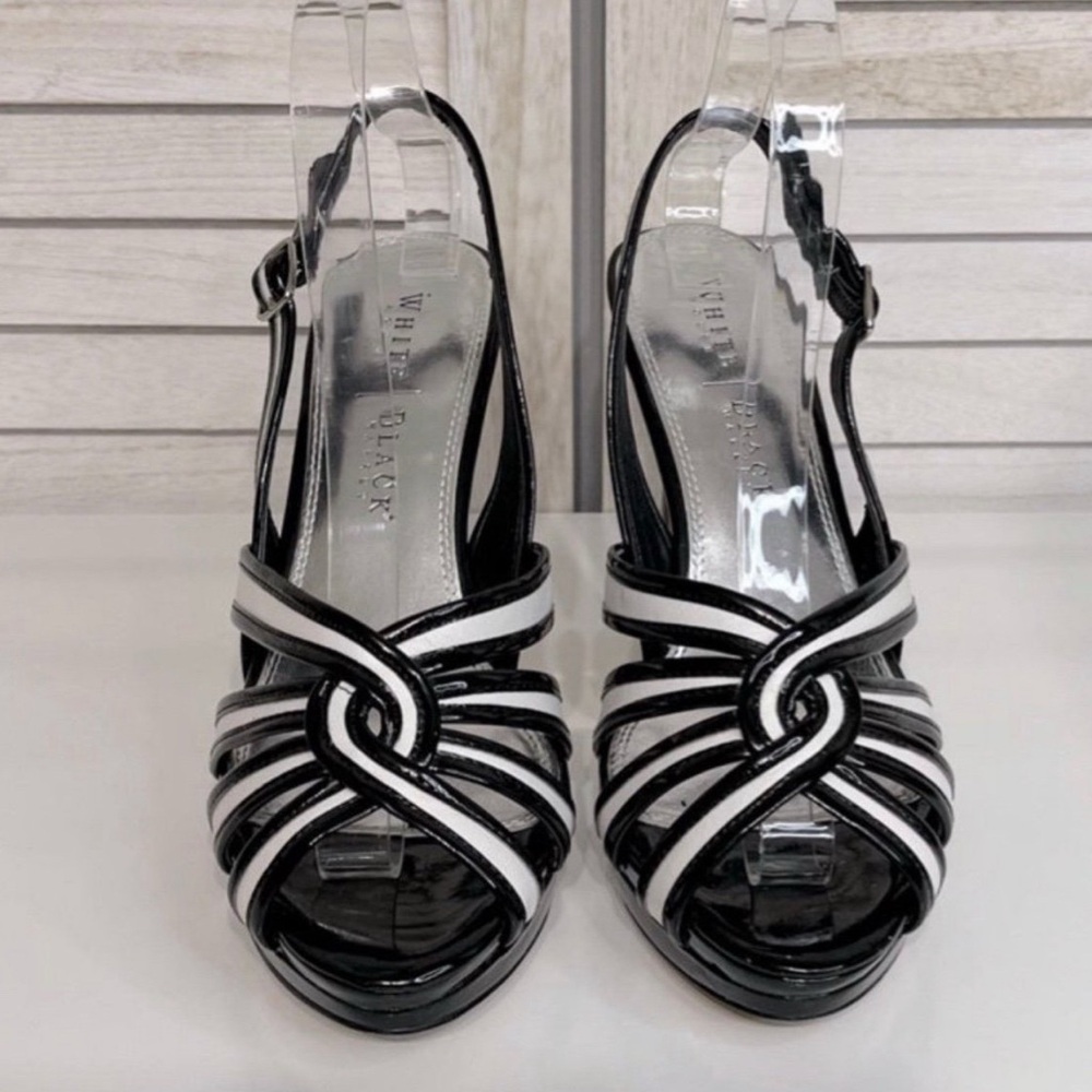 WHBM Black & White Patent Leather Heels Size 8M PRICE FIRM - Picture 2 of 11